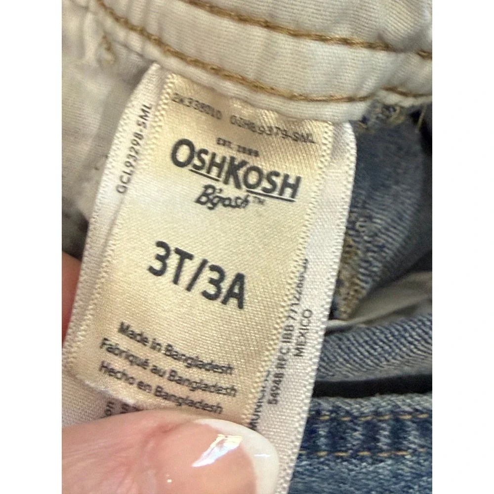 OshKosh‎ Bgosh Kids Floral Trim Denim Bib Overalls Medium Wash Blue
